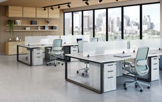 Encore L-Shape Workstation — Bevel Leg Workstations by Berkeley Office Interiors